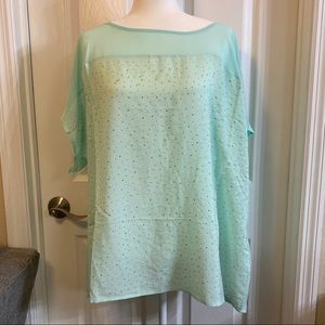 NWT sea foam blouse with gold studs